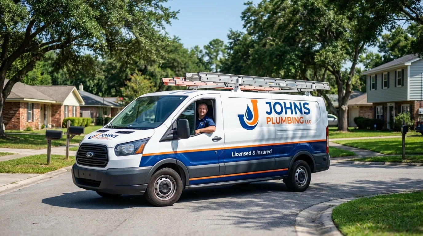 Johns Plumbing LLC service van in Essex, MA