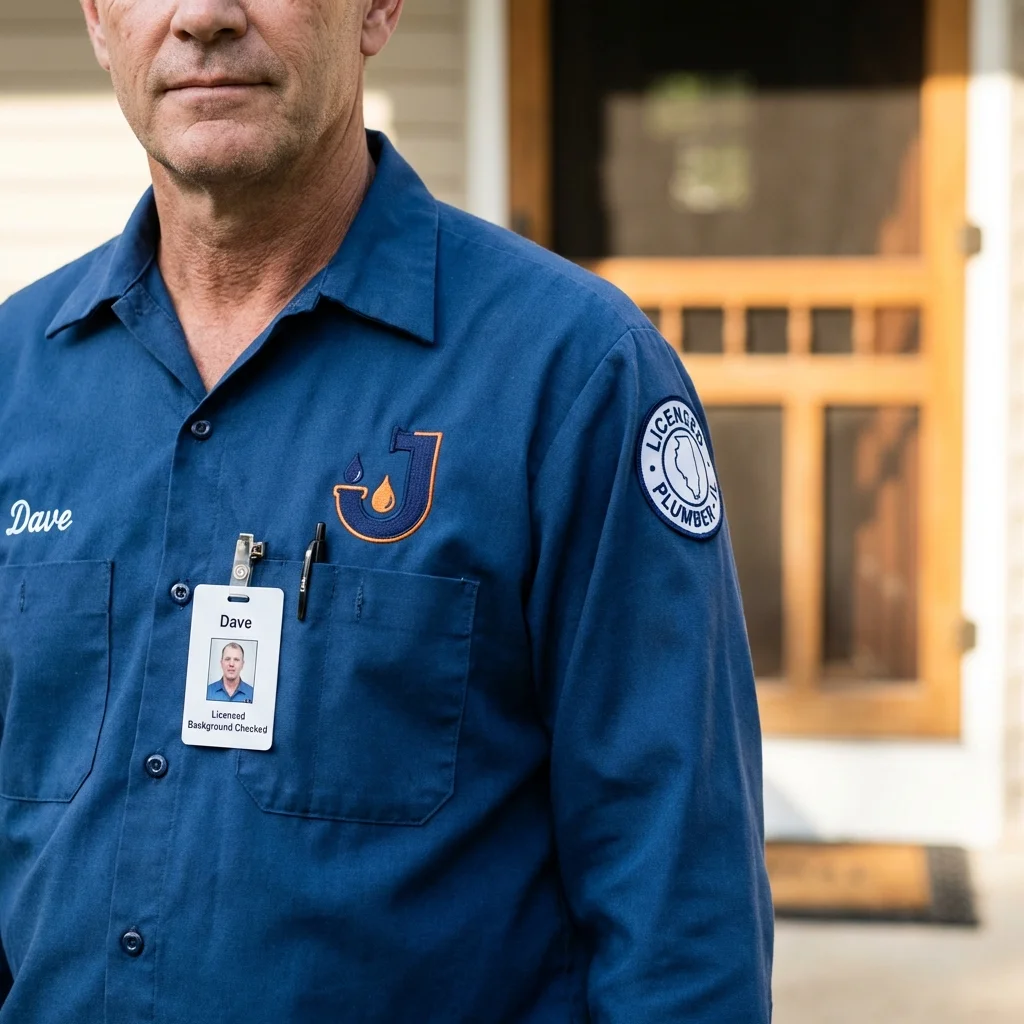 Licensed plumber showing ID badge in Essex, MA