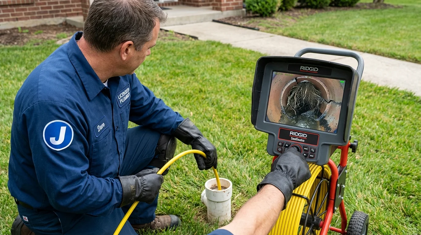 Sewer camera inspection being performed by Johns Plumbing LLC in Essex