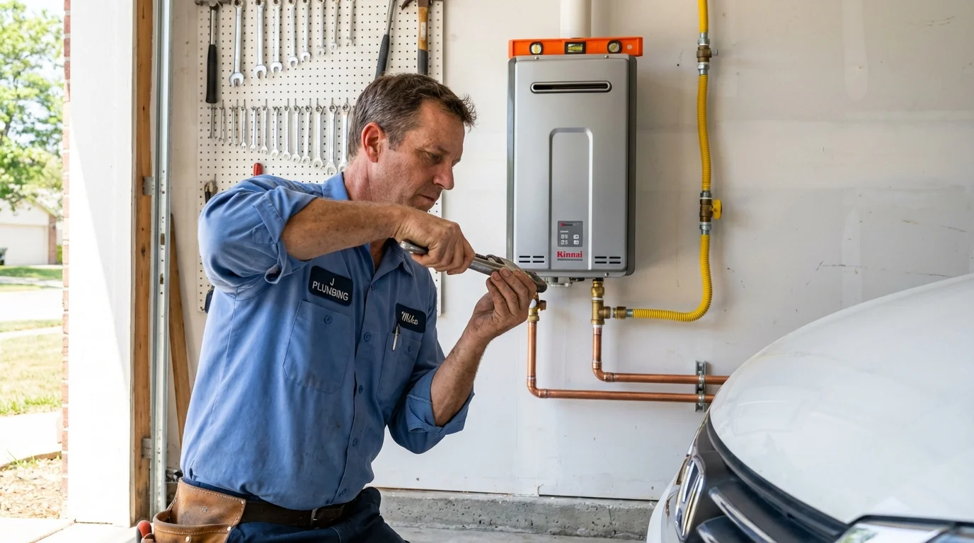 Tankless water heater installation by a Johns Plumbing LLC plumber in Essex